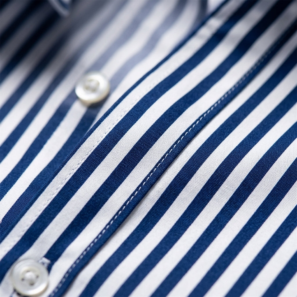 Men's Striped Long Sleeve Business Casual Button Down Shirt
