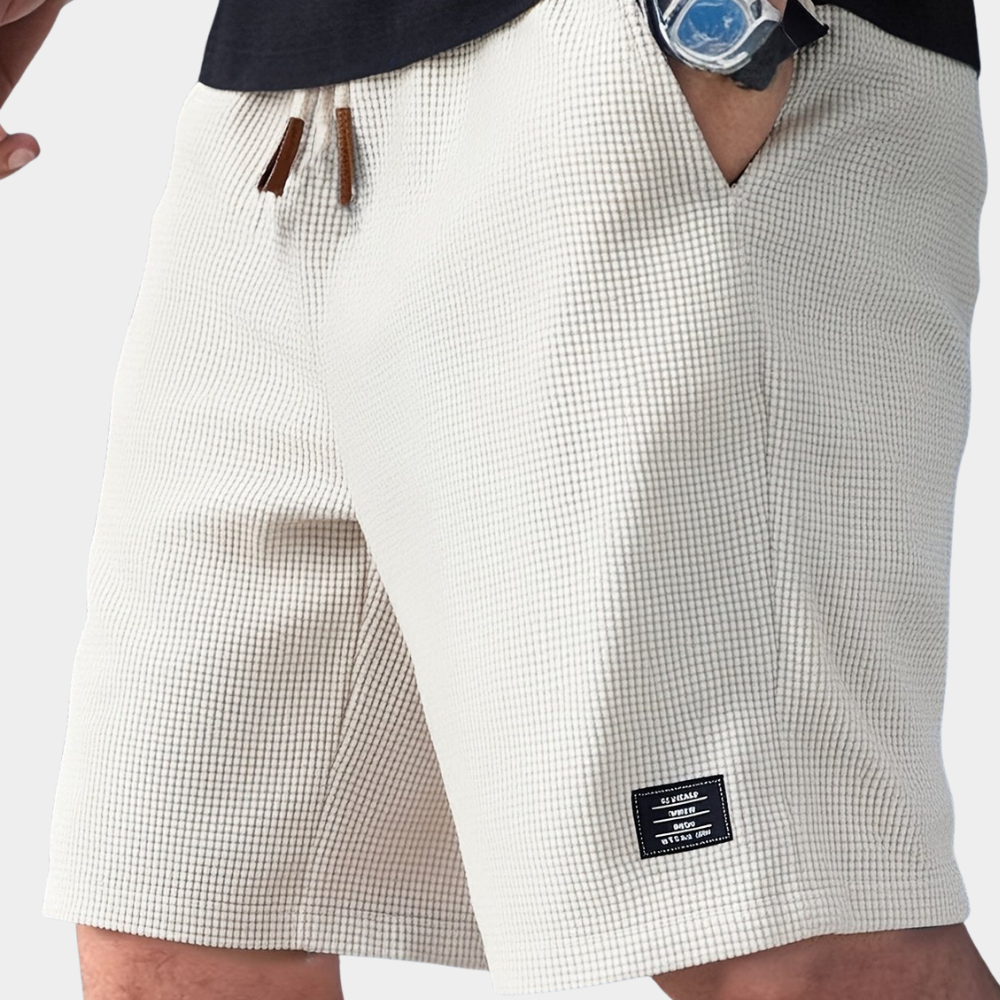 Men's Shorts Drawstring Waffle Knit Textured Mid-Thigh
