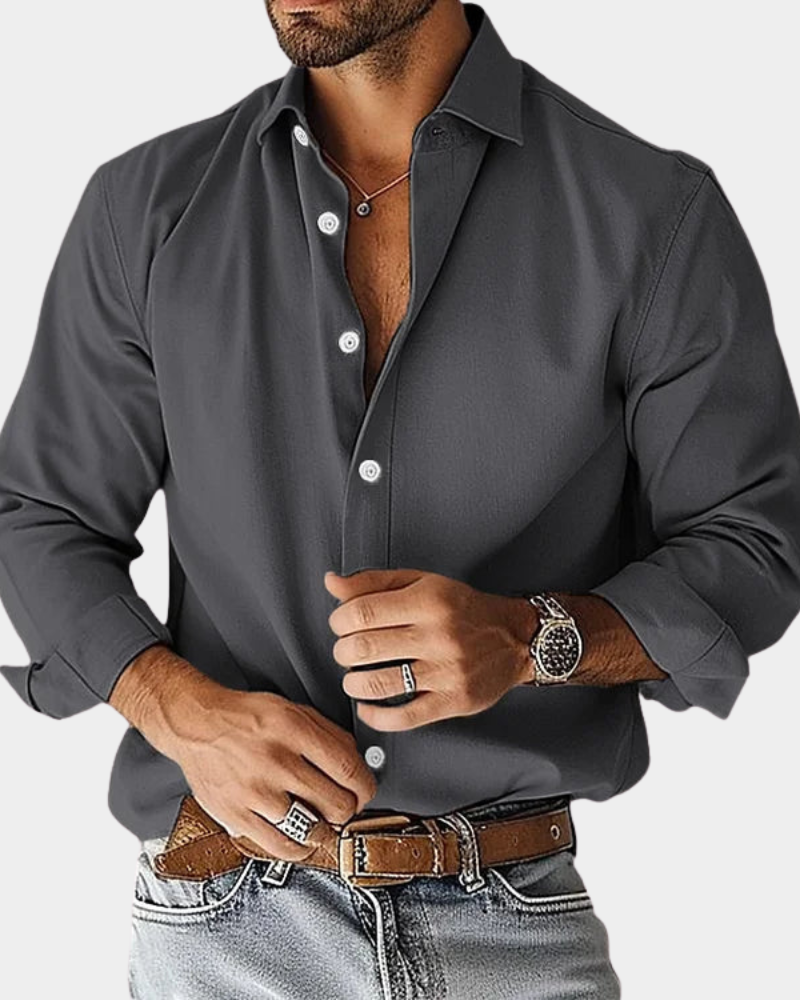 Men's Long Sleeve Business Casual Button Down Shirt - Slim Fit