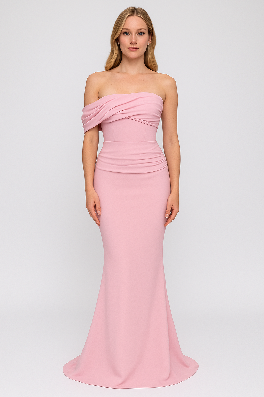 Women’s Off-Shoulder Maxi Dress – Elegant Draped Evening Gown