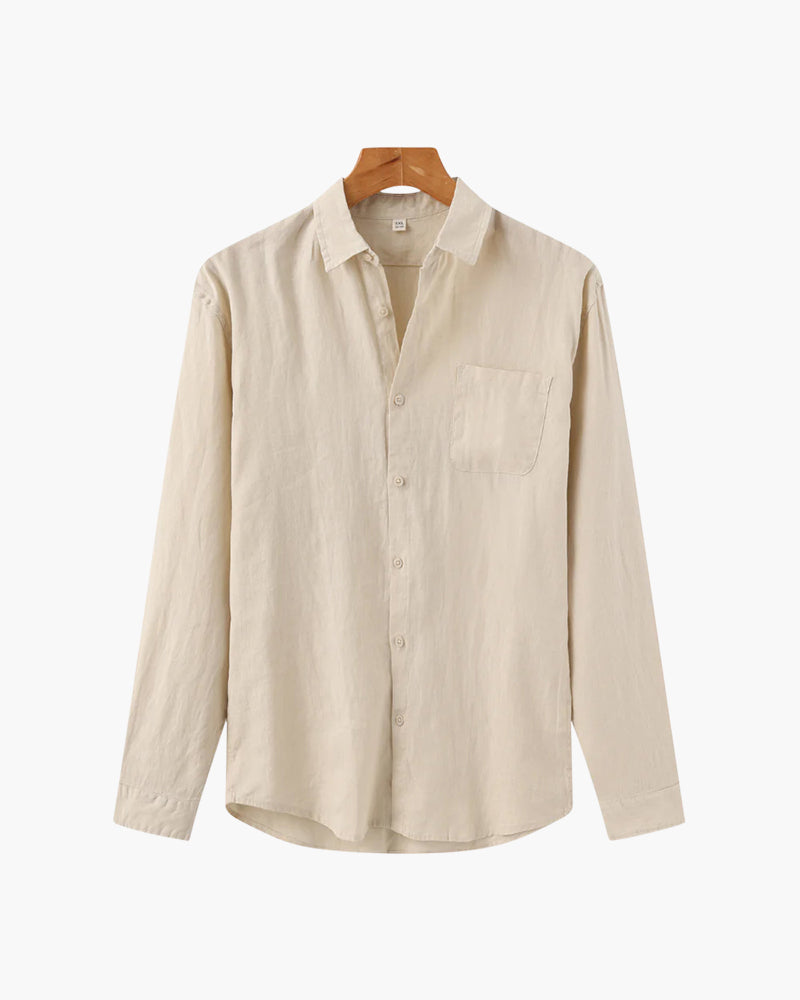 Men’s Long Sleeve Linen Shirt with Button Front