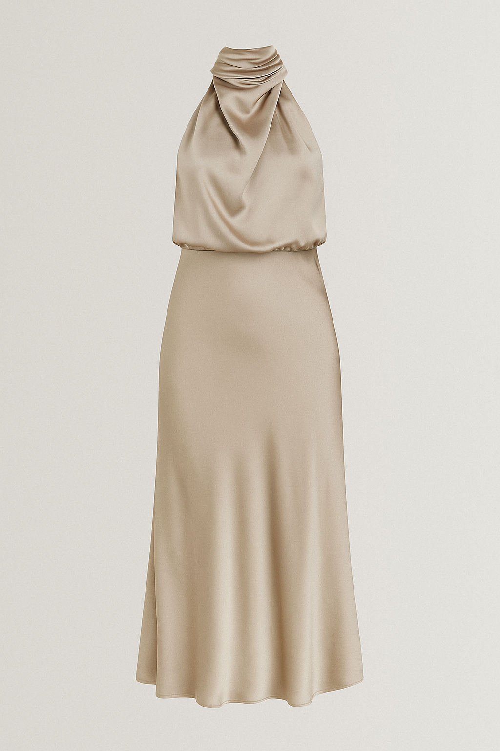 Women’s High-Neck Maxi Dress – Elegant Draped Silhouette for Evening and Formal Events