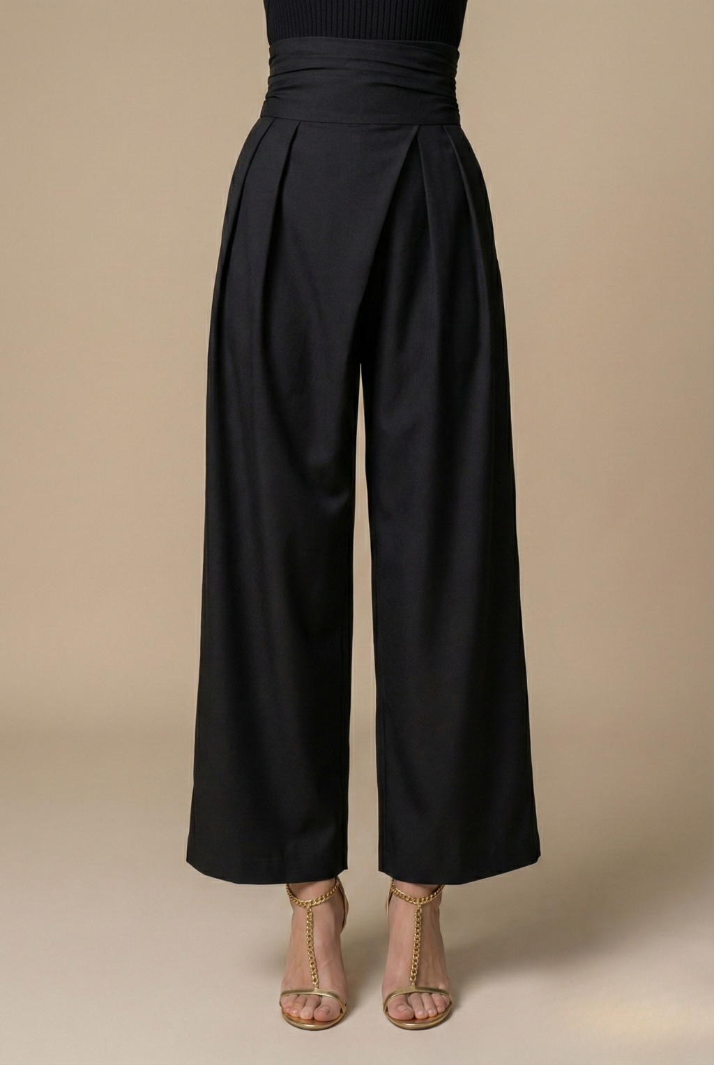 Women’s High-Waisted Wide Leg Pants with Tailored Pleats