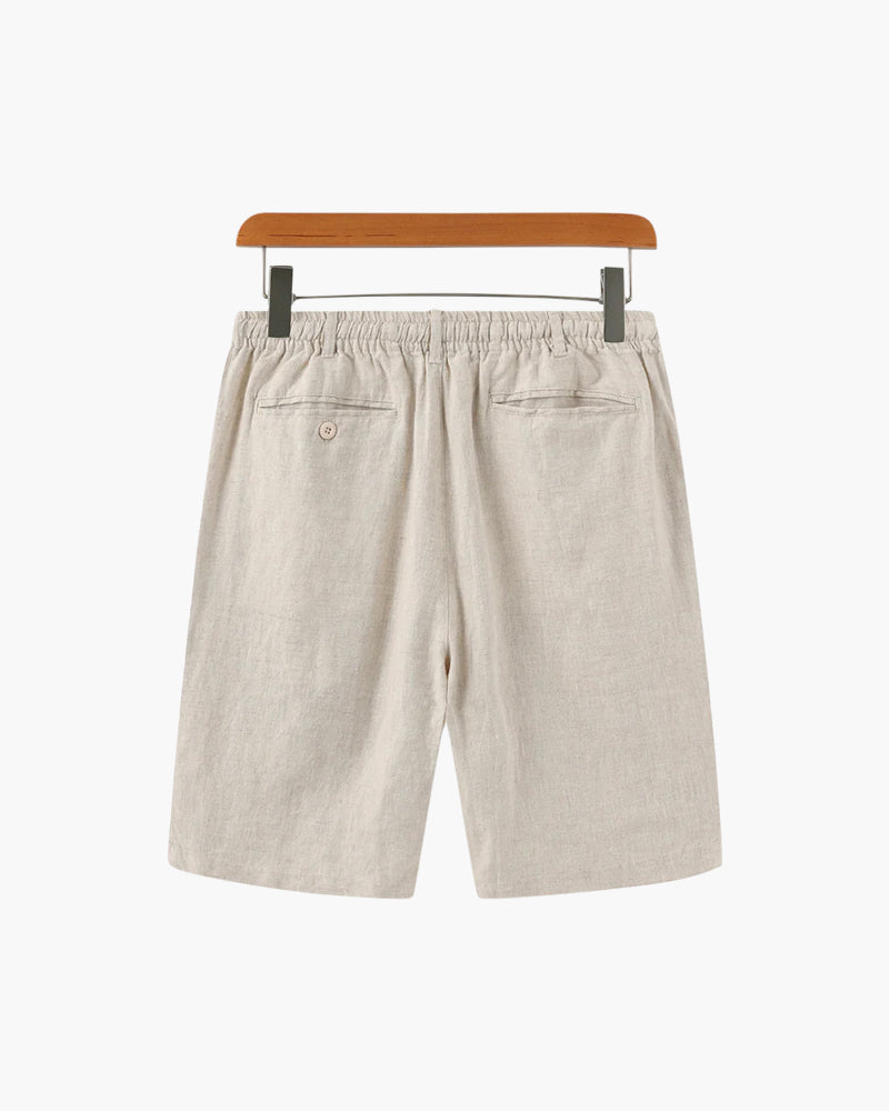 Men's Linen Drawstring Shorts with Elastic Waist