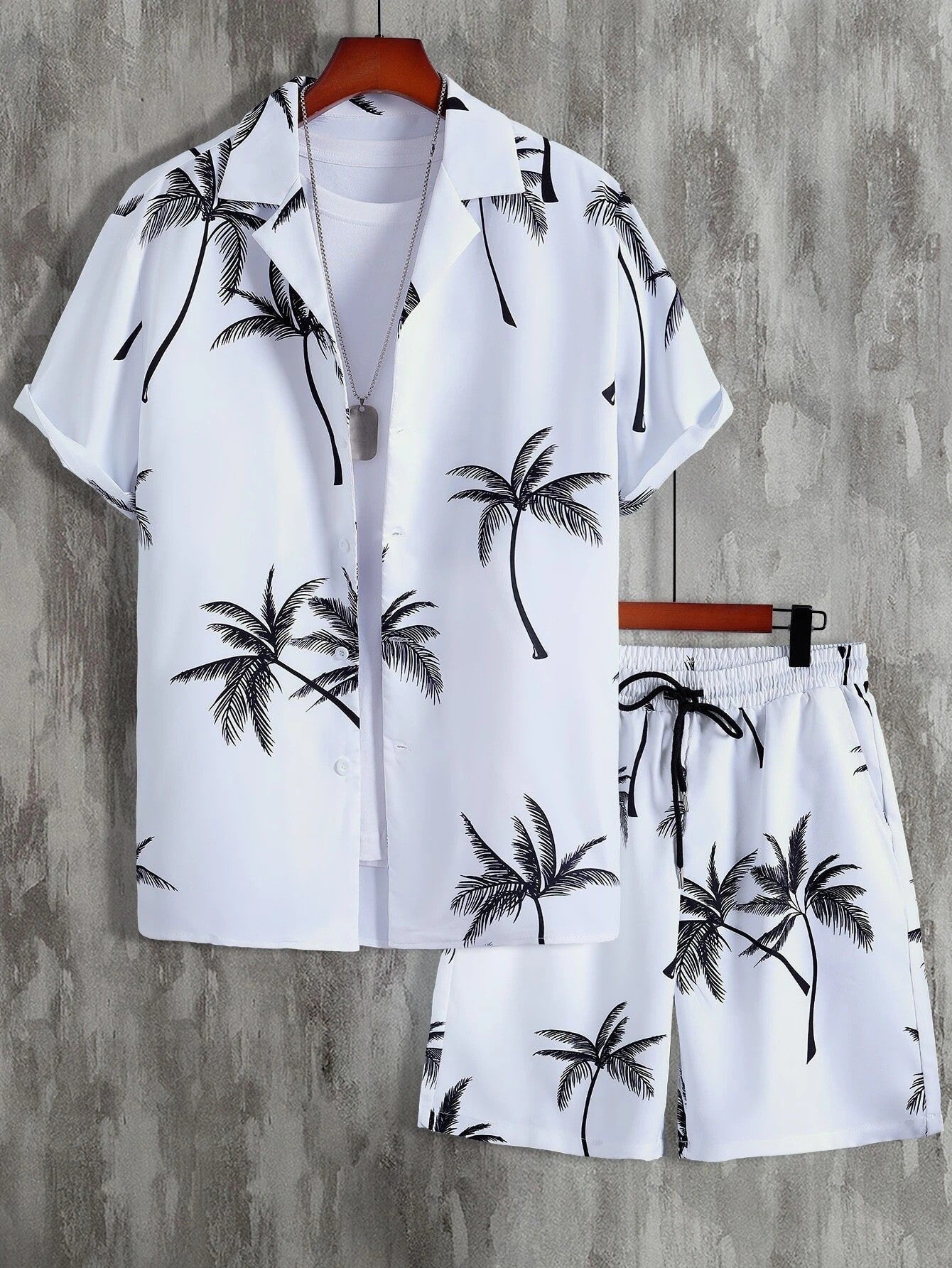 Men’s Two-Piece Summer Shirt and Shorts Set – Relaxed Tropical Print Style