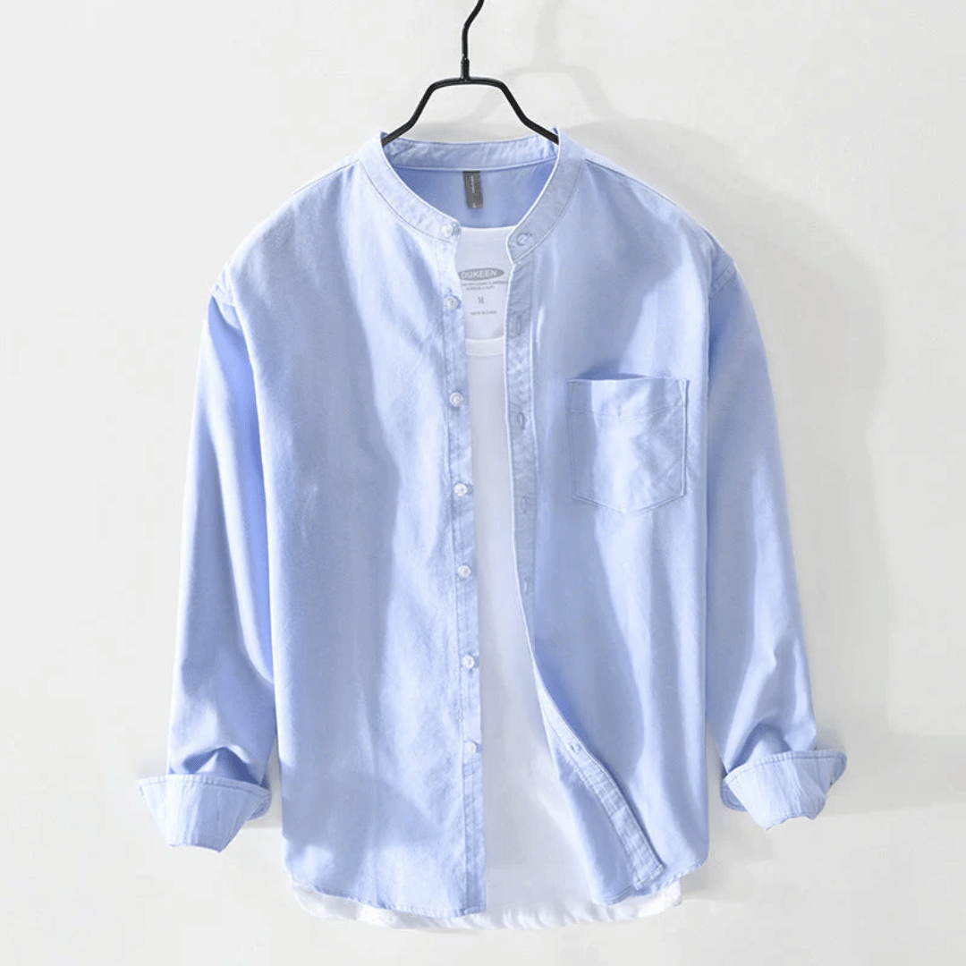 Chemise à manches longues à col band avec boutons pour hommes