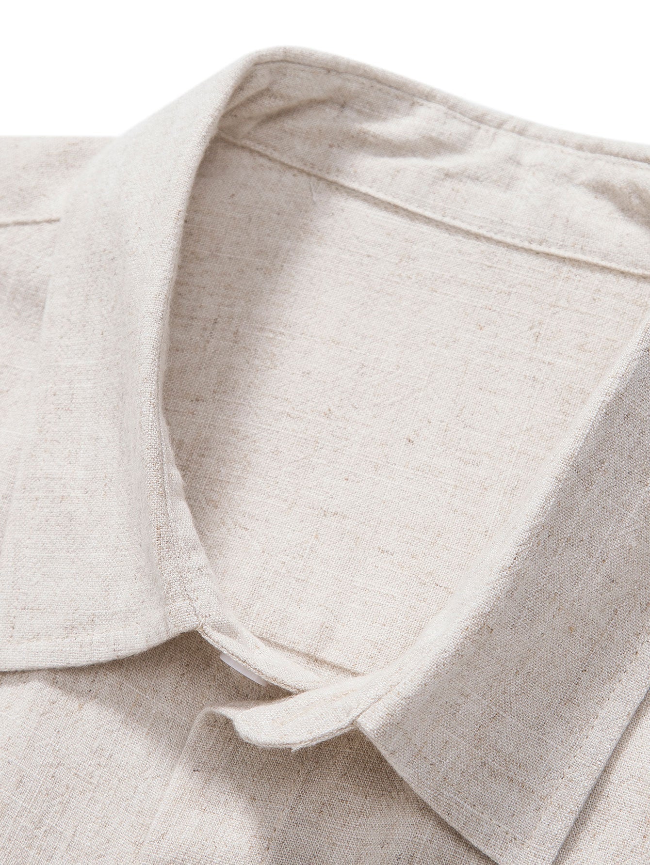 Ensemble en lin pour hommes - Chemise à manches courtes à boutons et pantalons à cordon de serrage