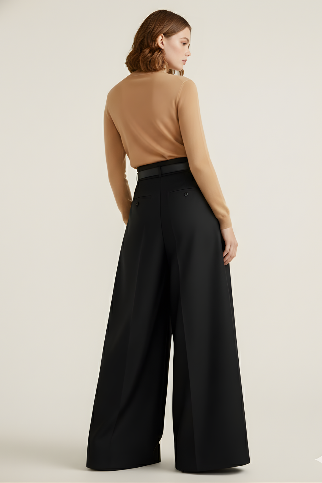Women’s High-Waist Wide-Leg Trousers with Full-Length Skirt-Like Silhouette
