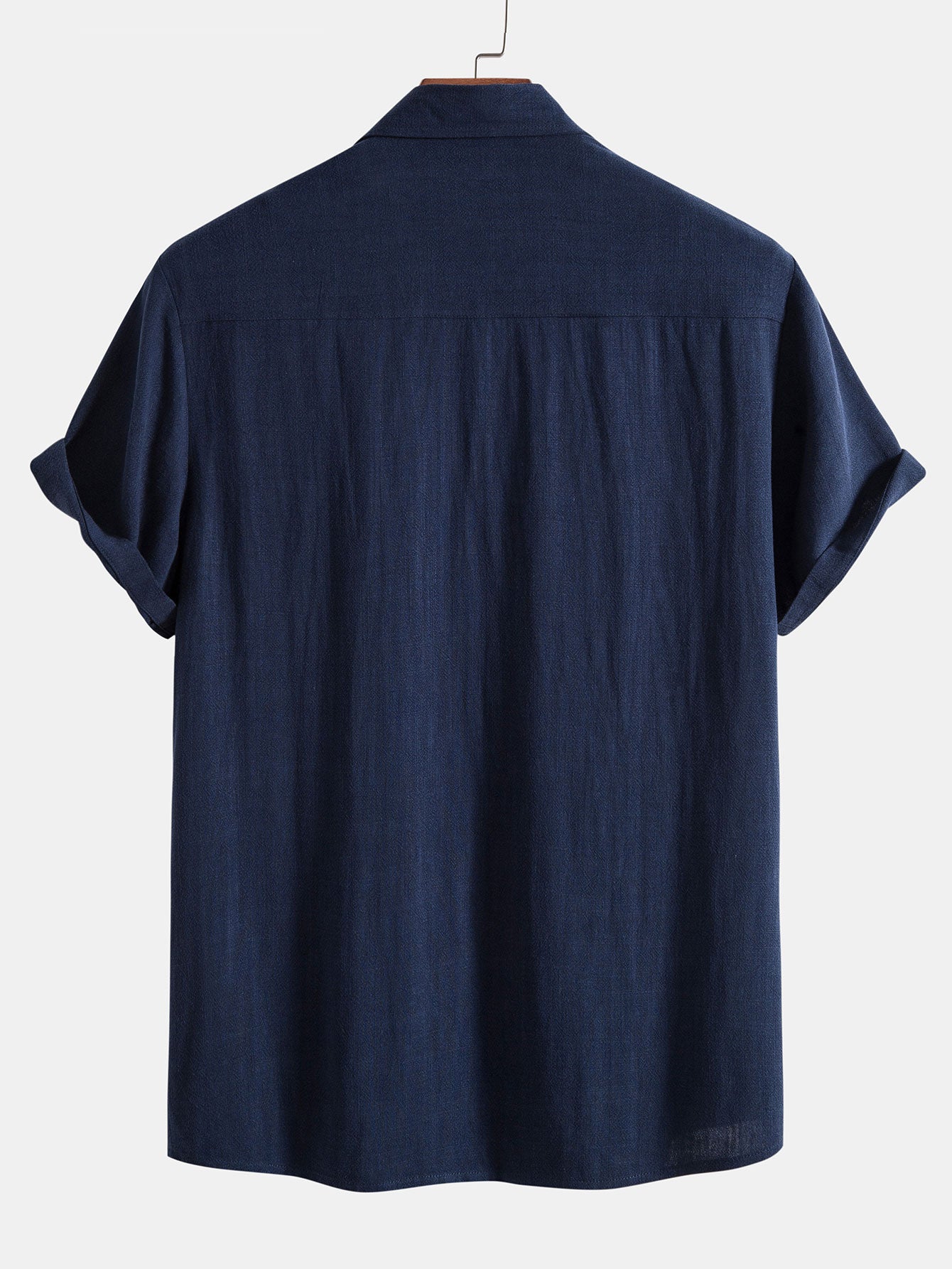 Ensemble en lin pour hommes - Chemise à manches courtes à boutons et pantalons à cordon de serrage