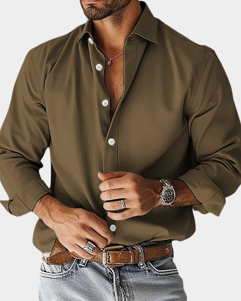 Men's Long Sleeve Business Casual Button Down Shirt - Slim Fit