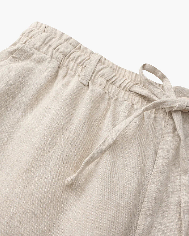Men's Linen Drawstring Shorts with Elastic Waist