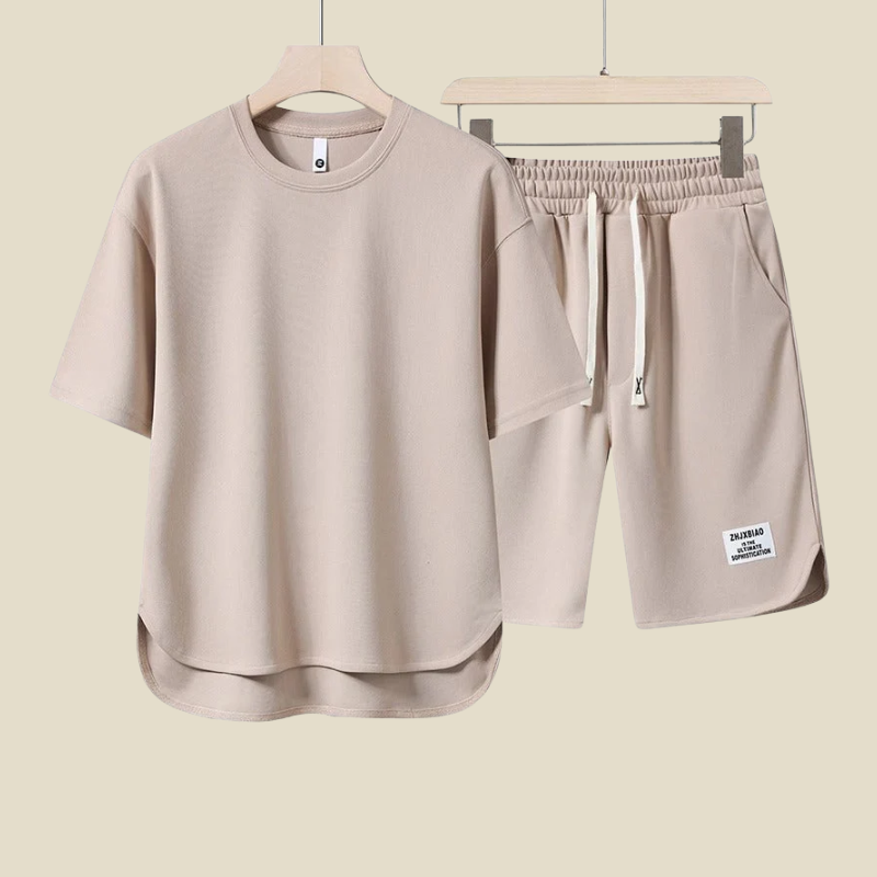 Men’s Two-Piece Casual Set – Relaxed T-Shirt and Drawstring Shorts
