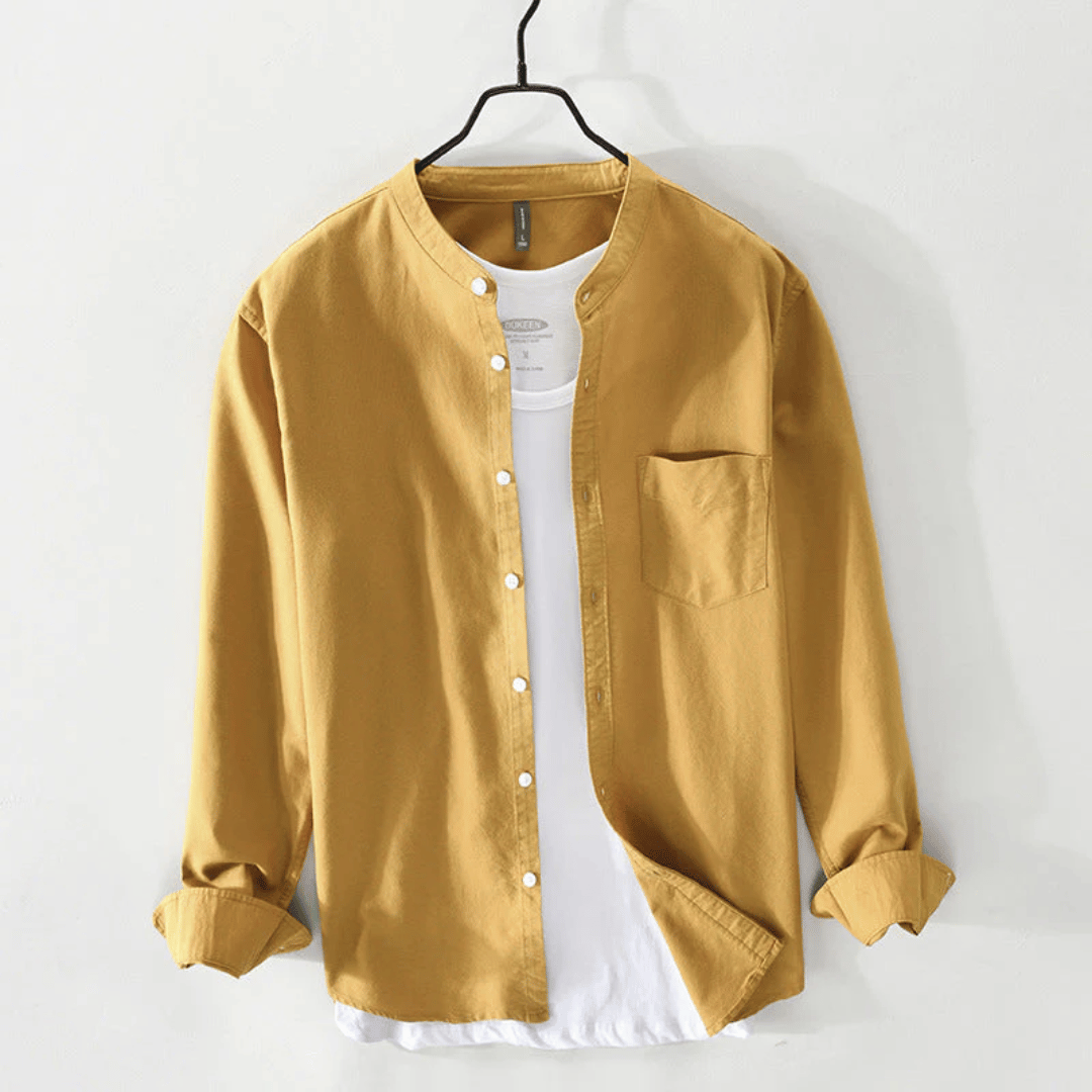 Chemise à manches longues à col band avec boutons pour hommes