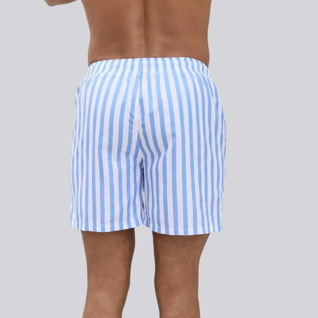 Shorts de bain à rayures avec cordon de serrage pour hommes