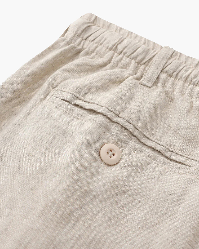 Men's Linen Drawstring Shorts with Elastic Waist