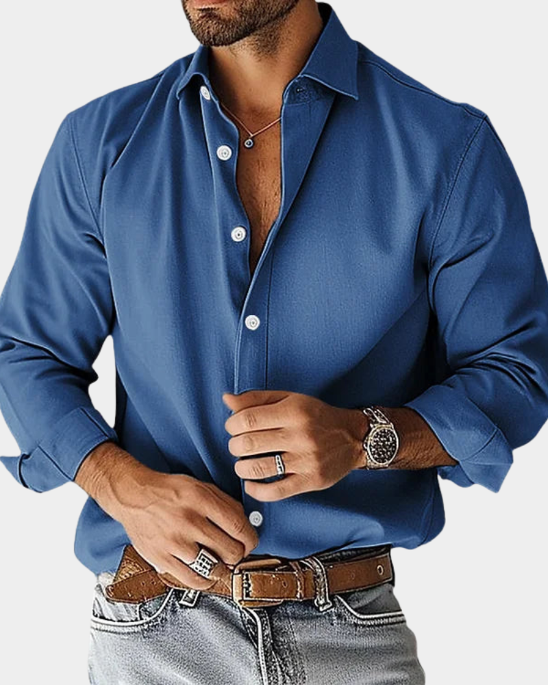 Men's Long Sleeve Business Casual Button Down Shirt - Slim Fit