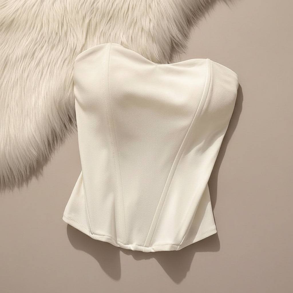 Women’s Strapless Corset Top – Structured Sweetheart Bustier for Elegant Evenings