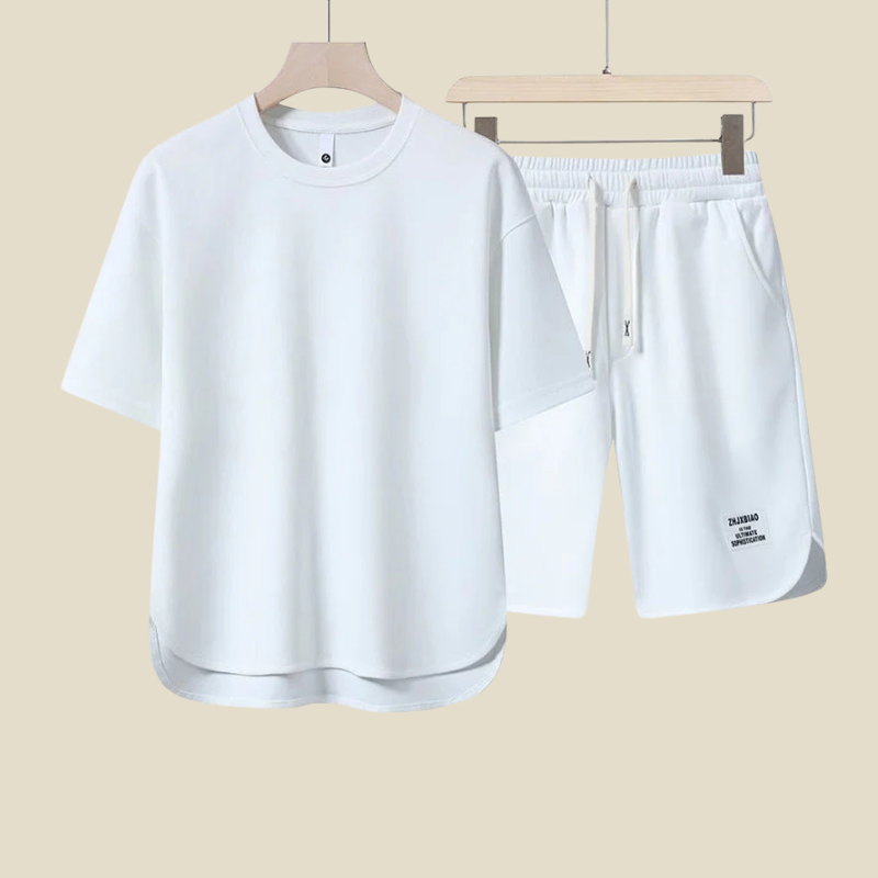 Men’s Two-Piece Casual Set – Relaxed T-Shirt and Drawstring Shorts