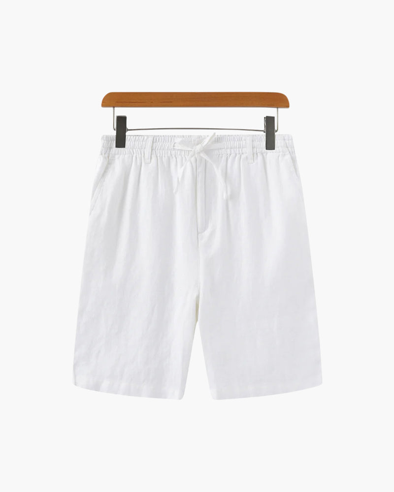 Men's Linen Drawstring Shorts with Elastic Waist