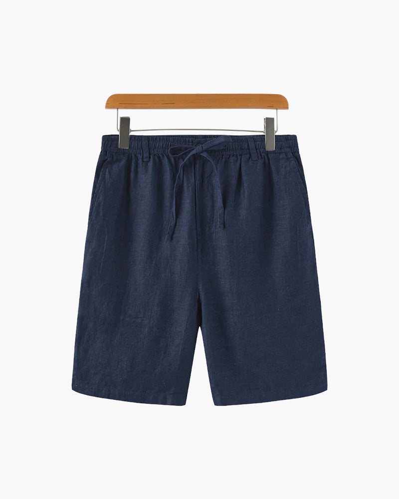 Men's Linen Drawstring Shorts with Elastic Waist