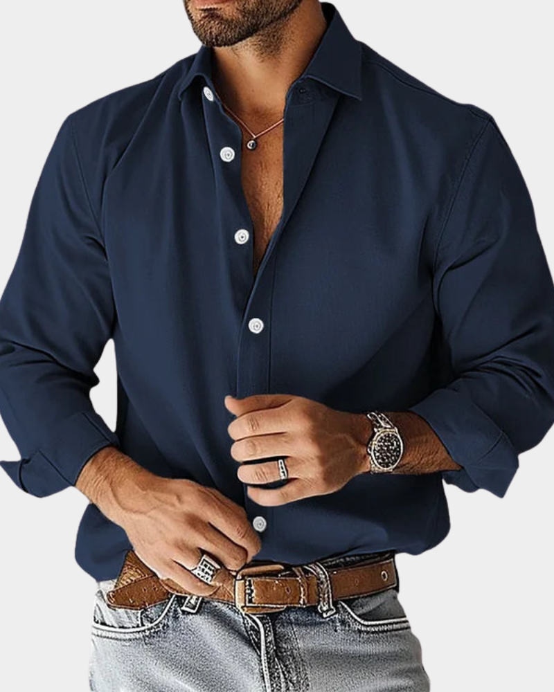 Men's Long Sleeve Business Casual Button Down Shirt - Slim Fit