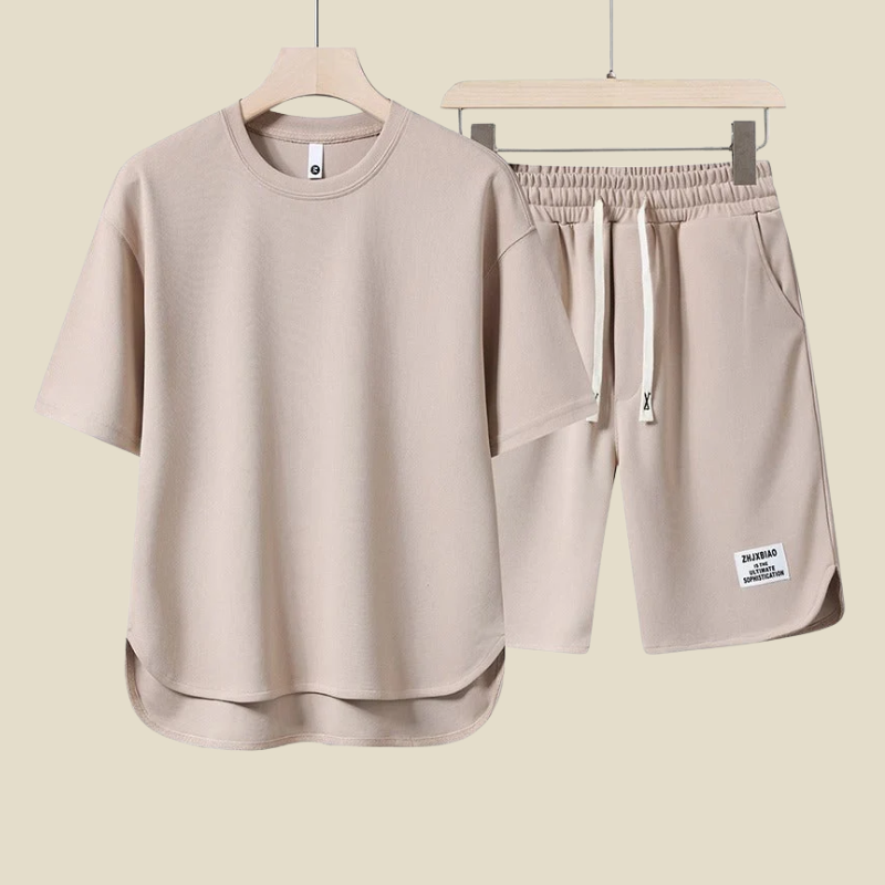 Men’s Two-Piece Casual Set – Relaxed T-Shirt and Drawstring Shorts