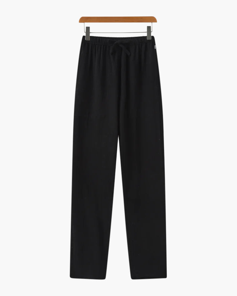 Men's Linen Drawstring Waist Relaxed Fit Straight Leg Pants