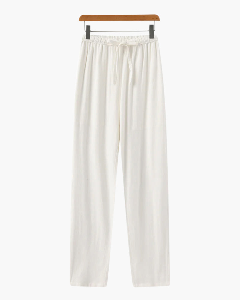 Men's Linen Drawstring Waist Relaxed Fit Straight Leg Pants