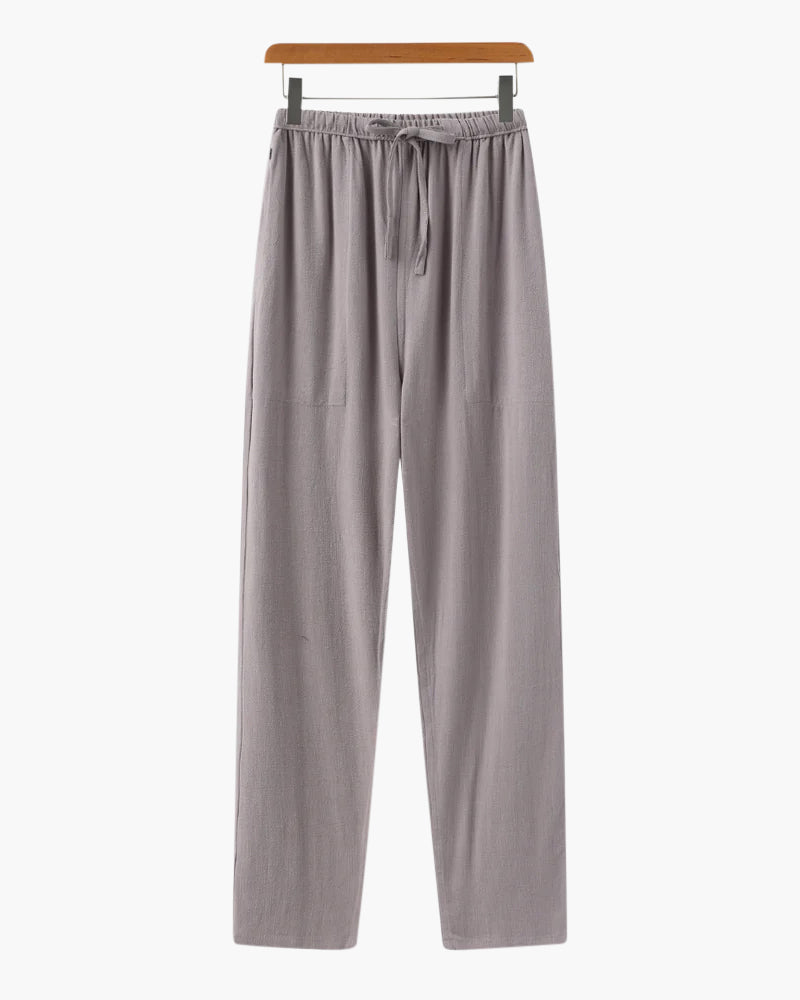 Men's Linen Drawstring Waist Relaxed Fit Straight Leg Pants