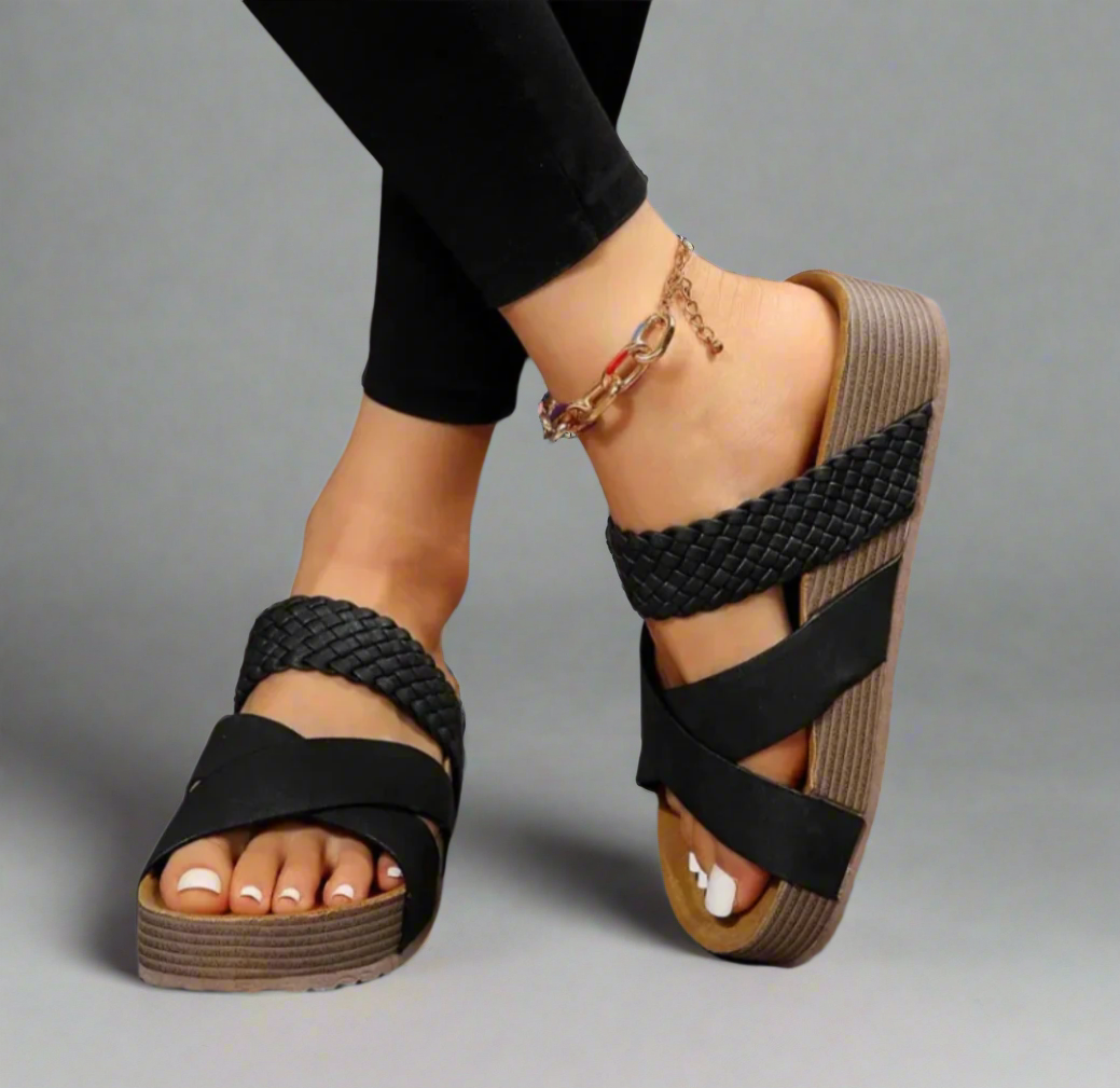 Women's Orthopedic Sandals Platform Braided Strap
