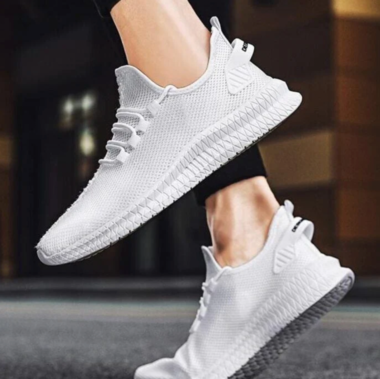 Men's Mesh Upper Lace-Up Athletic Sneakers