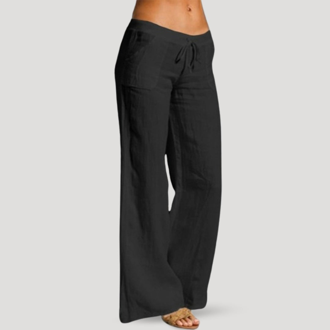 Women’s Wide-Leg Pants with Elastic Waistband and Drawstring Closure