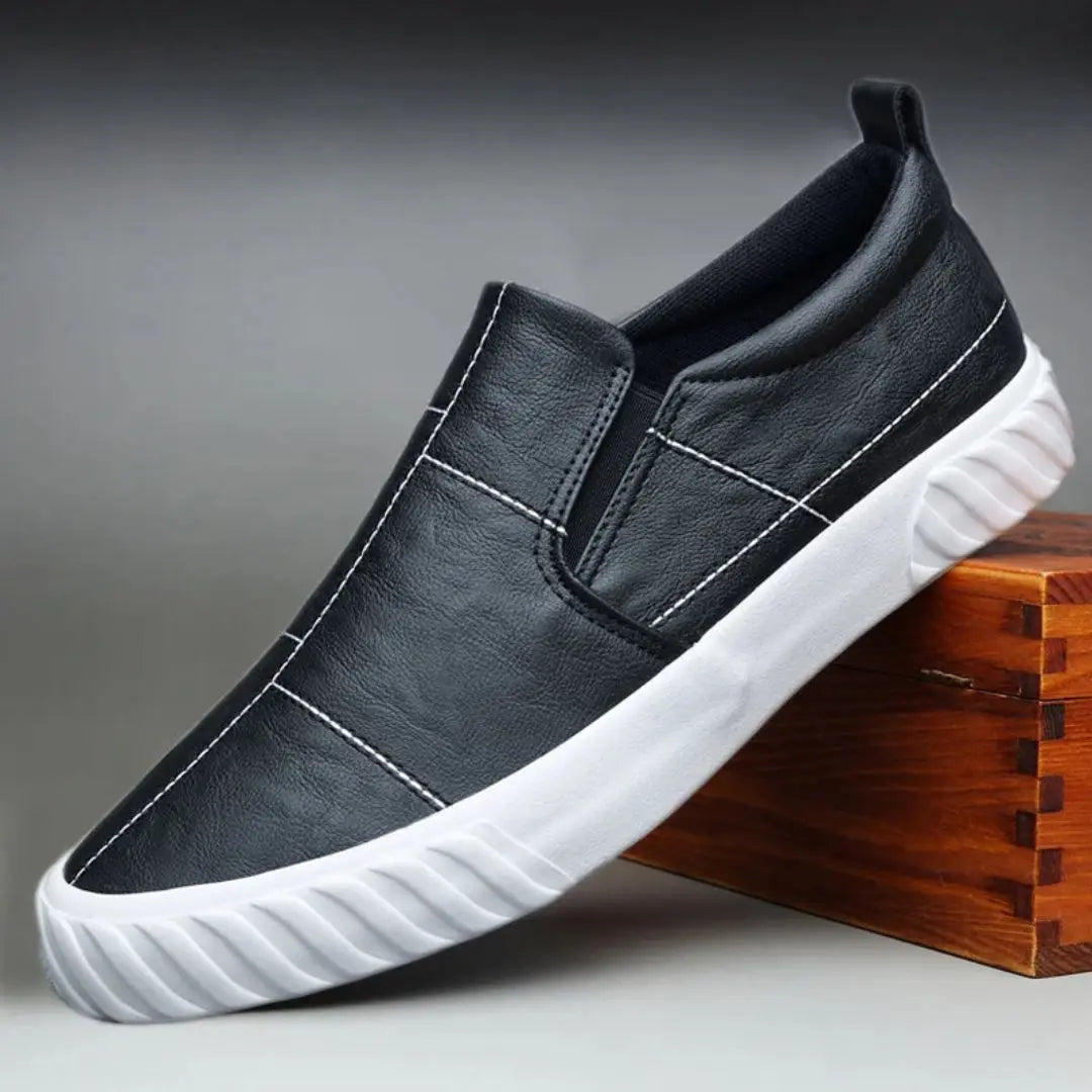 Mocassins en cuir à enfiler avec couture contrastée pour hommes