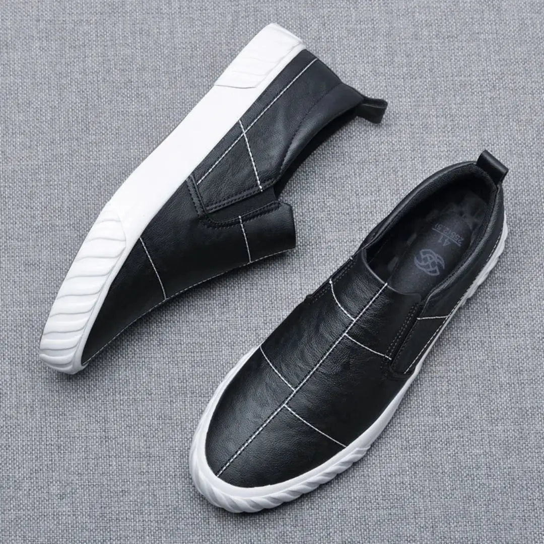 Mocassins en cuir à enfiler avec couture contrastée pour hommes
