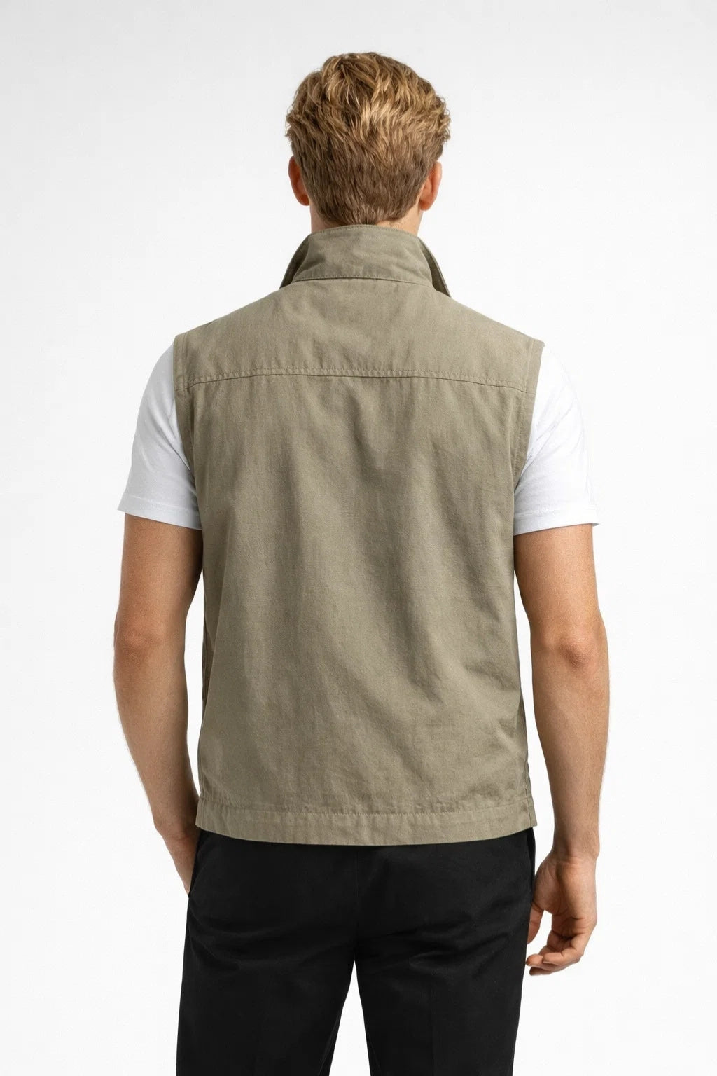 Men's Zip-Front Utility Vest with Multiple Zippered Pockets