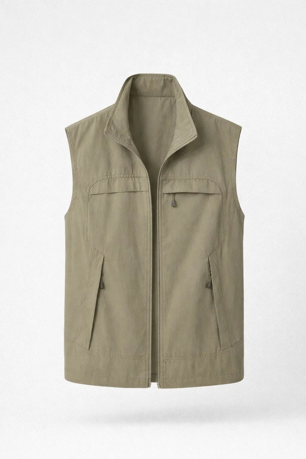 Men's Zip-Front Utility Vest with Multiple Zippered Pockets