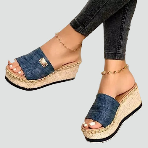 Sandales espadrilles orthopédiques à plateforme avec large bande pour femmes