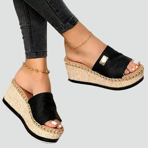 Sandales espadrilles orthopédiques à plateforme avec large bande pour femmes