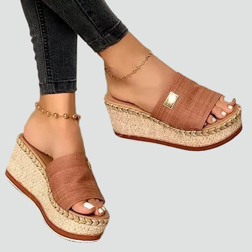 Sandales espadrilles orthopédiques à plateforme avec large bande pour femmes