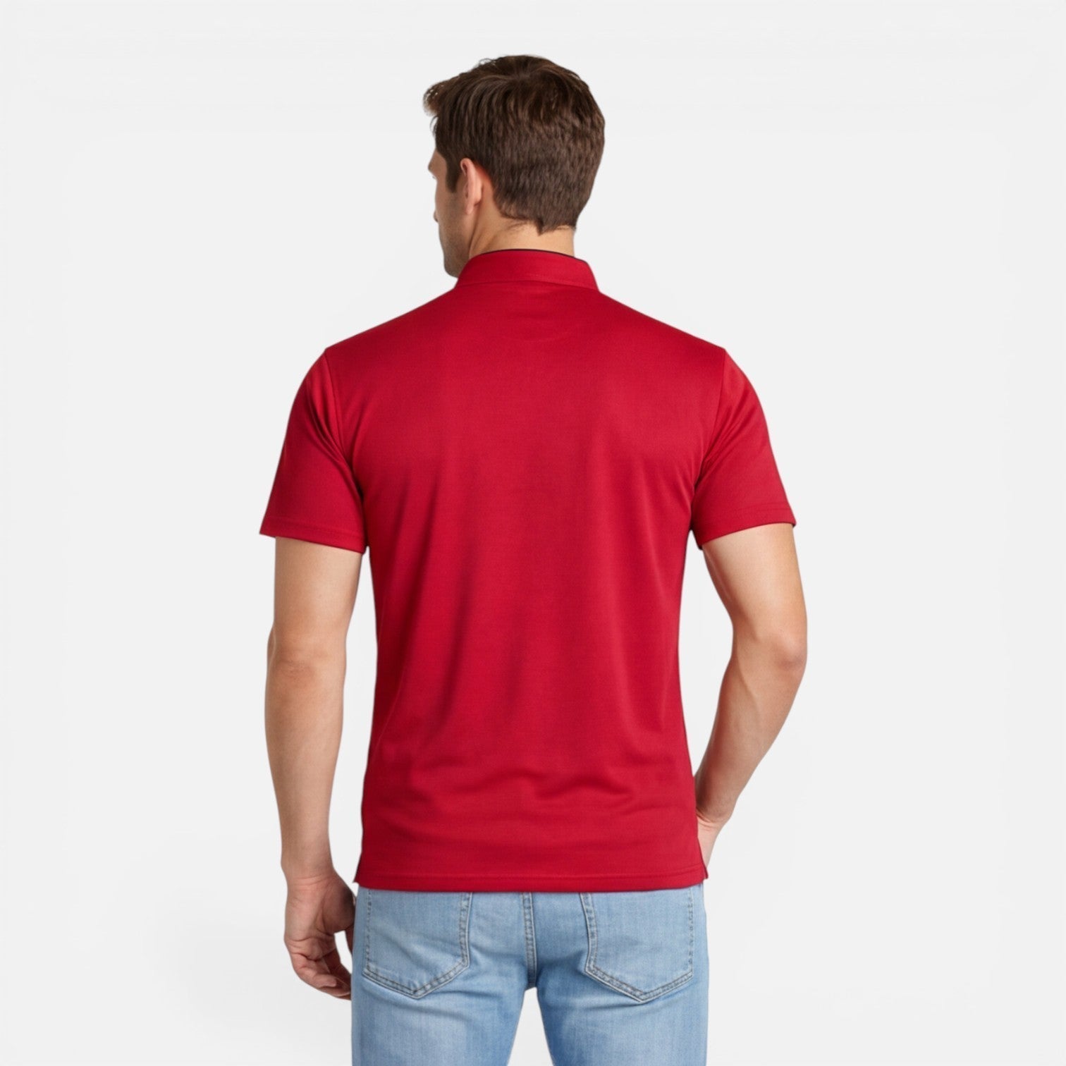 Men's Short Sleeve Henley T-Shirt - Band Collar with Contrast Trim