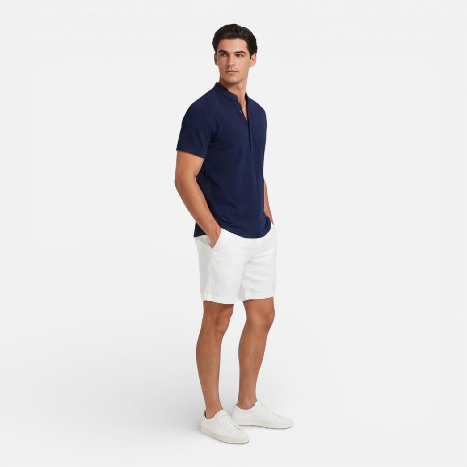 Men's Cotton Short Sleeve Henley T-Shirt Slim Fit