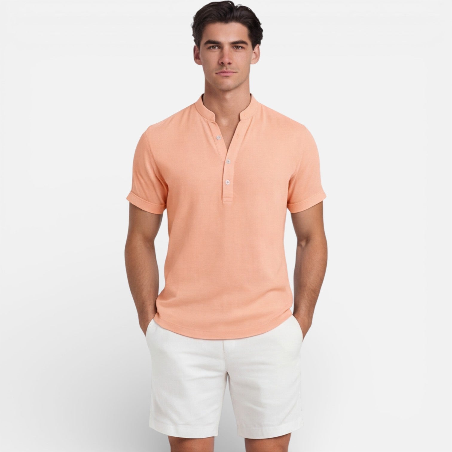 Men's Cotton Short Sleeve Henley T-Shirt Slim Fit
