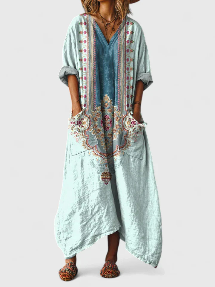 Women's Floral Maxi Dress V-Neck