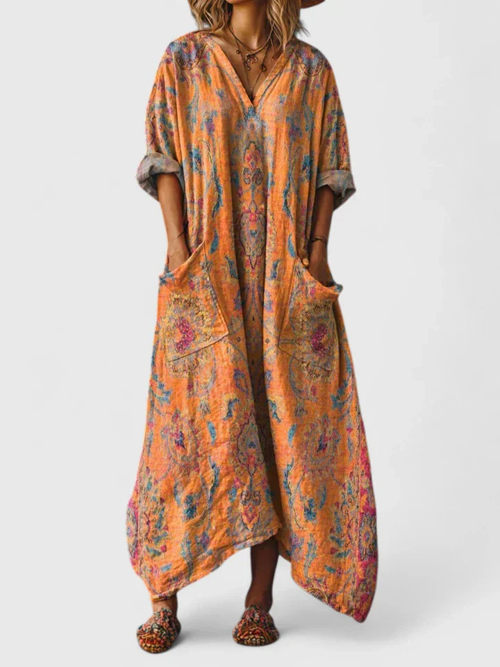 Women's Floral Maxi Dress V-Neck
