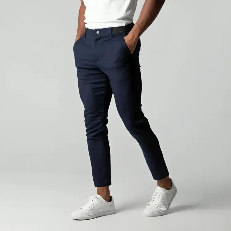 Chinos stretch fuselés pour hommes - Pantalons slim longueur cheville