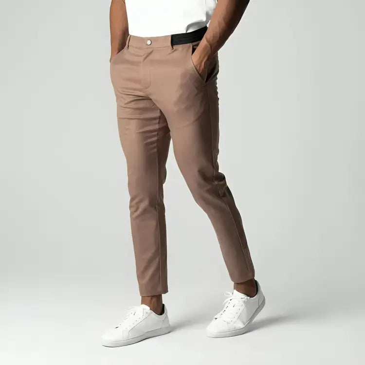 Chinos stretch fuselés pour hommes - Pantalons slim longueur cheville
