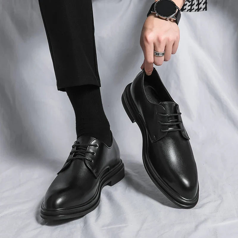 Men’s Lace-Up Derby Dress Shoes with Rounded Toe