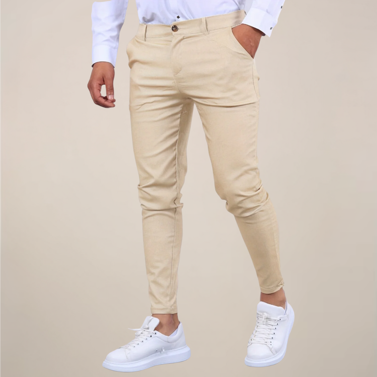 Men's Skinny Fit Chinos - Tapered Ankle Length Trousers