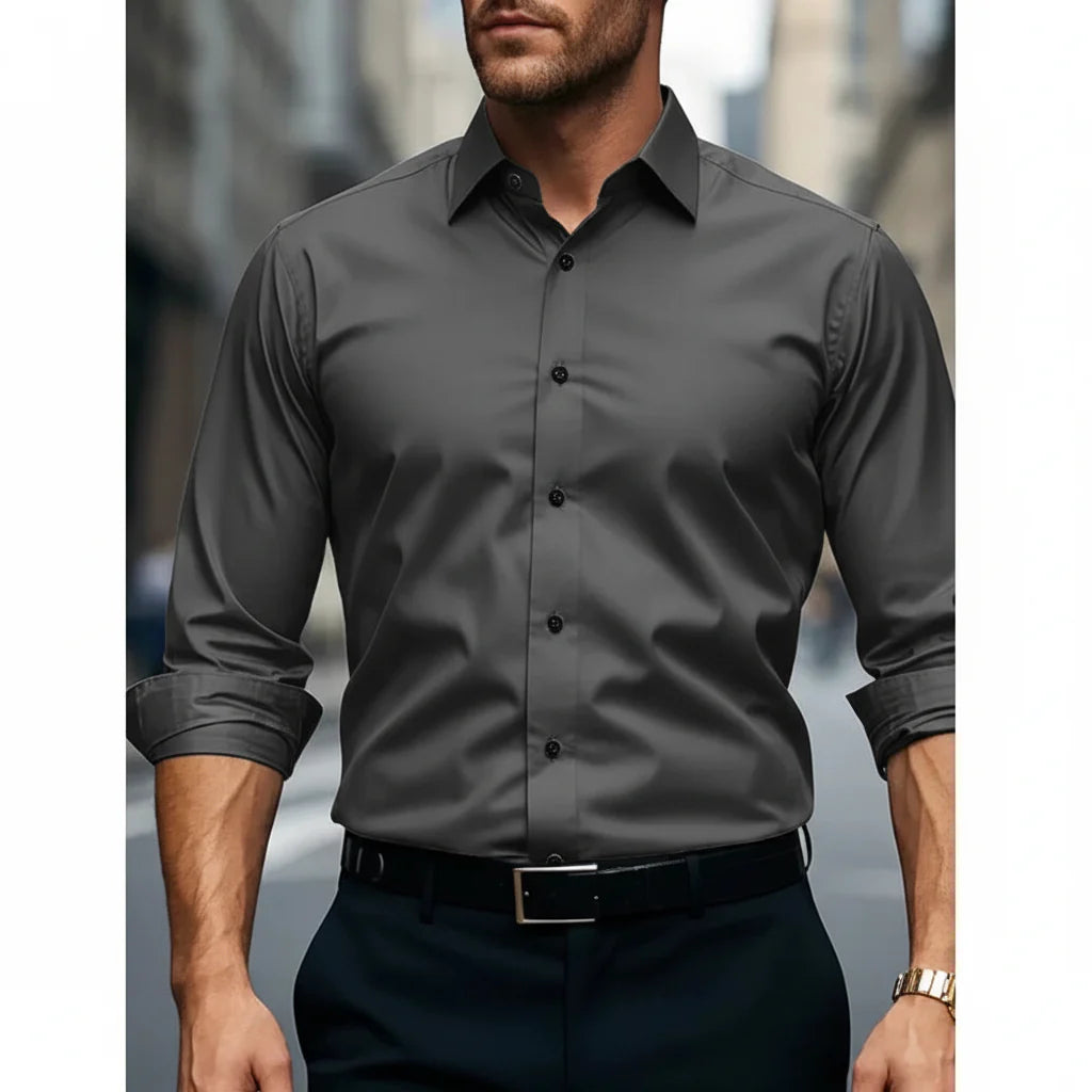 Men’s Slim Fit Shirt – Tailored Button-Down with Long Sleeves