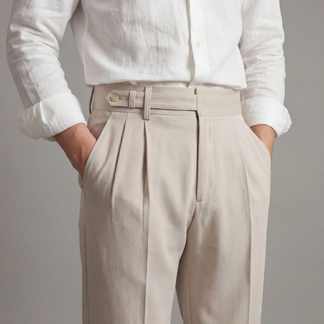 Men's Single Pleat Front Tailored Fit Trousers